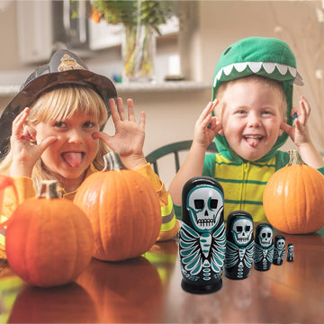 Nesting Dolls Wooden Russian Skull Matryoshka Dolls Gift for Halloween Toddler Kids Boys Girls Toys for Children Christmas Birth