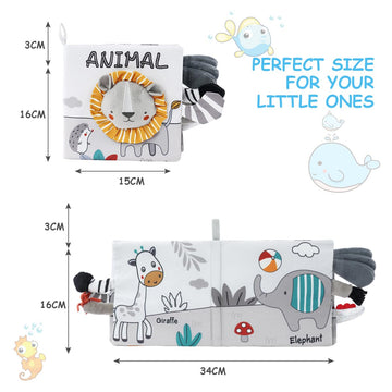 Vicloon Cloth Books, 3D Touch Feel High Contrast Cloth Book, Baby Books Toys For Baby 0-12 Months, Soft Baby Books Touch And Fee