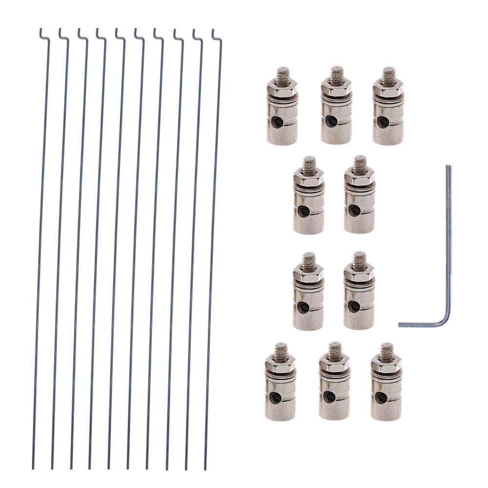 20Pcs Adjustable Pushrod Connector Linkage Stopper Dia 1.3Mm And 1.2 X 200Mm/7.8Inch Steel Z Push Rods Diy Parts For Rc Airplane