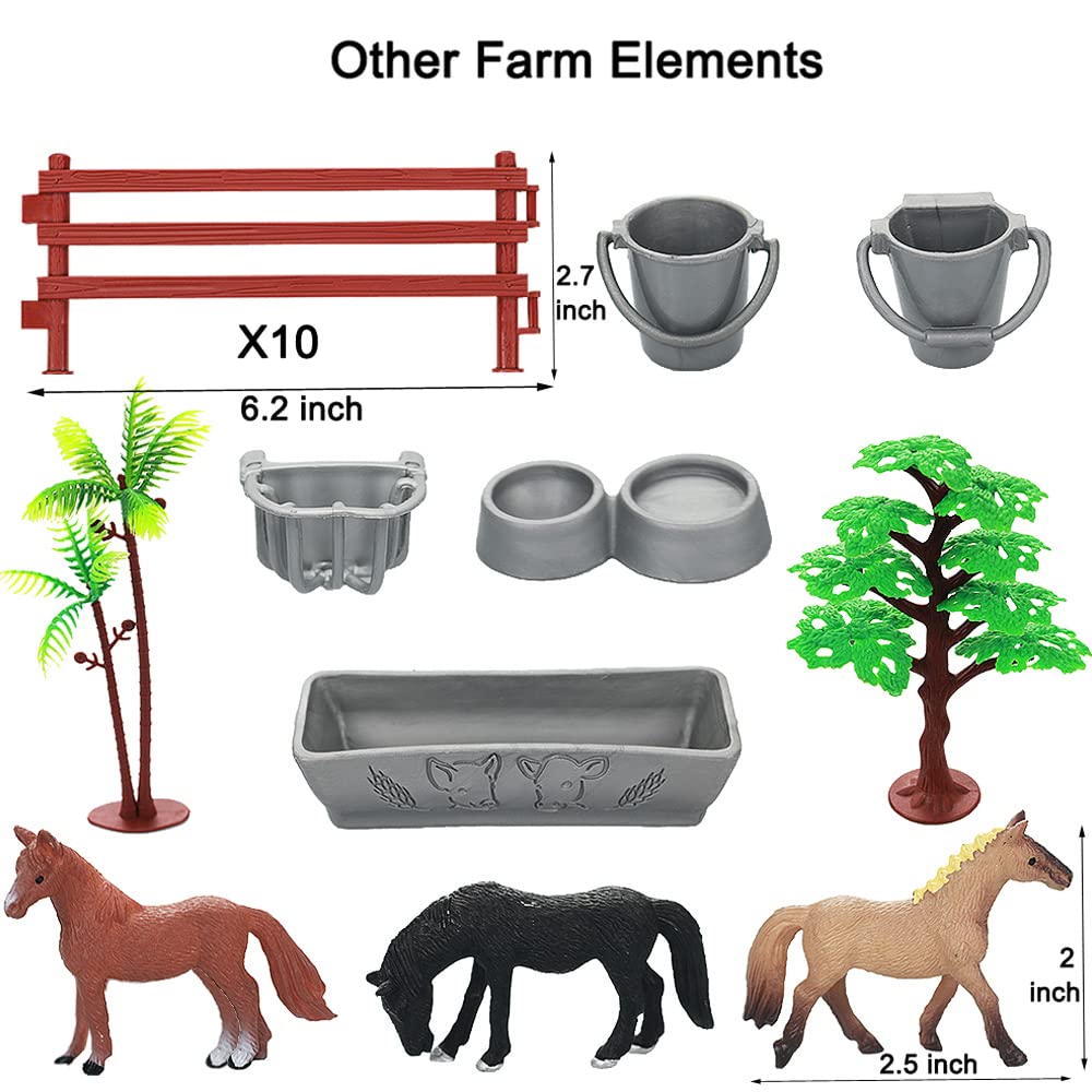 Realistic Farm Animal Figures Toys, 44 Pcs Plastic Farm Figurines Playset Includes Fences Mini Farm Animal Cake Topper Learning Toy Set For Kids & Toddlers