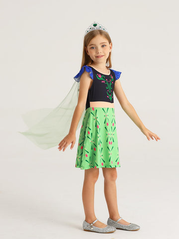 Wonderbabe Princess Costumes For Girls Princess Fancy Dress Up Halloween Birthday Party Snow Party Cosplay With Cape Size 7-8