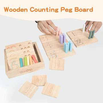 Twefex Montessori Counting Toys For Toddlers | 3 In 1 Wooden Peg Board And Montessori Counting Beads Math Toys For Kids Age 3 4