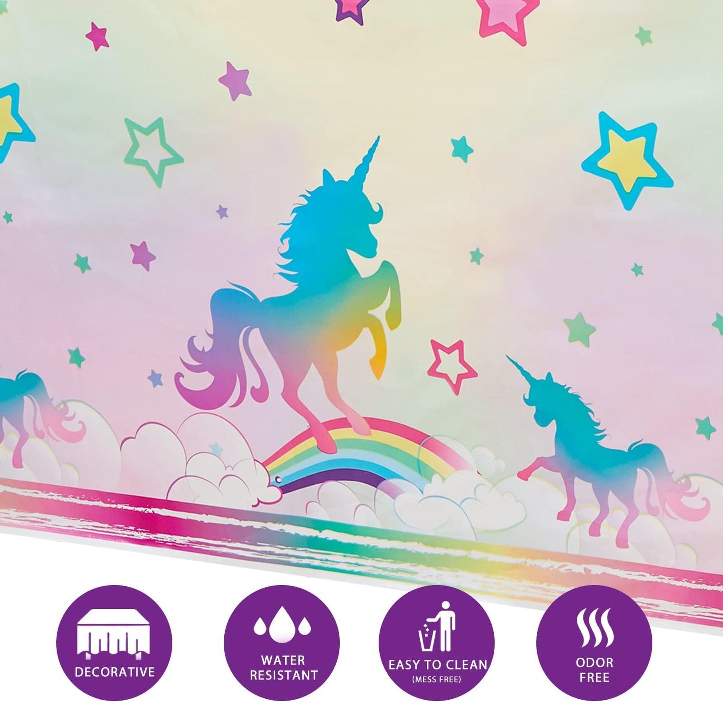 Wernnsai Unicorn Party Tablecloth - 1Pcs 108'' X 54'' Rainbow Table Cover Unicorn Party Decorations Disposable Unicorn Plastic Table Cloths For Girls Birthday Party Baby Shower Supplies