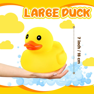 Deekin 6 Pcs Large Yellow Rubber Ducks Bulk Large Duck Bath Toy Squeak Rubber Bathtub Floating Bath For Birthday Party Decoratio