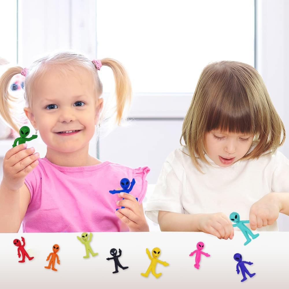 Artcreativity Bendable Alien Figures (Set Of 12) Bendable Alien Toys For Kids, Alien Party Favors For Boys And Girls, Stress Relief Fidget Toys For Kids, Goodie Bag Stuffers, And Pinata Fillers