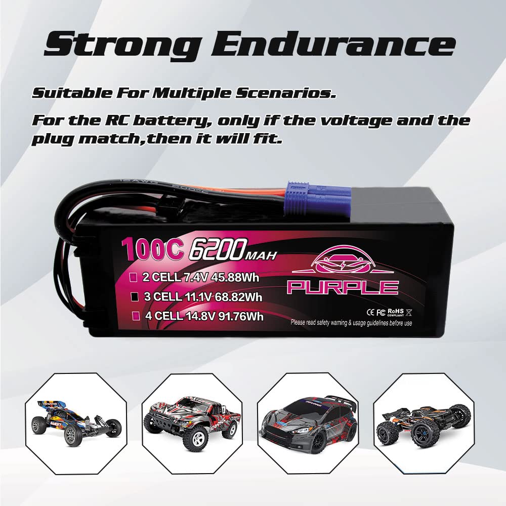 CNHL 6200mAh 2S Lipo Battery 100C 7.4V Hard Case Battery with Deans T Plug for RC Car Truck Boat Truggy (2 Packs)