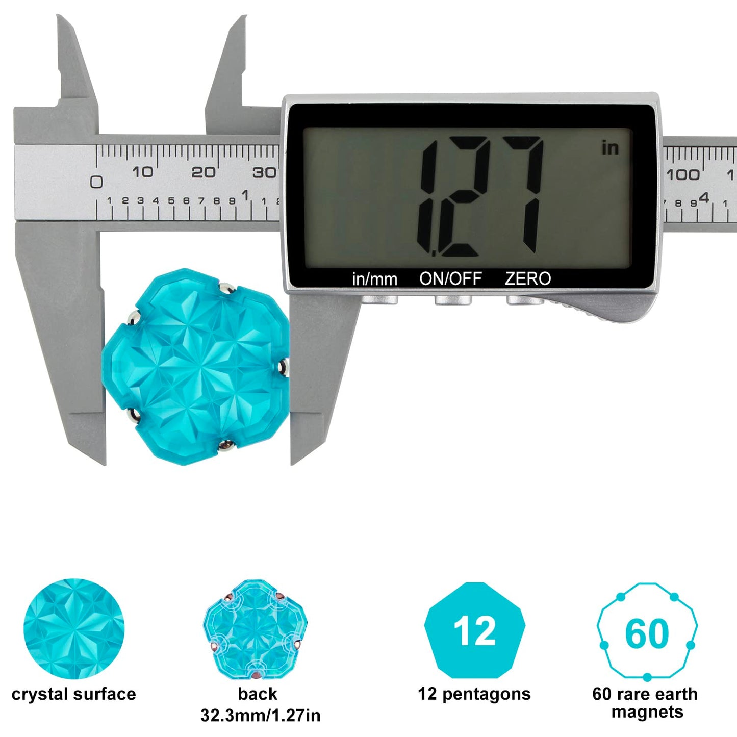 Dyrdm Magnetic Fidget Sphere 12 Pcs, Easter Basket Stuffers & Fidget Gifts, Magnetic Fidget Toy, Holiday Stocking Stuffer, Stress Relief Present For Adults, Magnetic Building Blocks Sky Blue