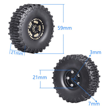 Hobbypark Brass 1.0 Beadlock Wheels & Tires For 1/18 Trx4M Upgrades Parts 1/18 Scx24 1/24 Rc Crawler Replacement, Set Of 4 (Type