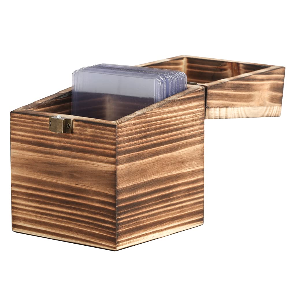 Balterff Wood Rustic Trading Deck Box Cards Cards Sports Storage Organizer Boxes Holder Compatible With Pm Tcg Card Box