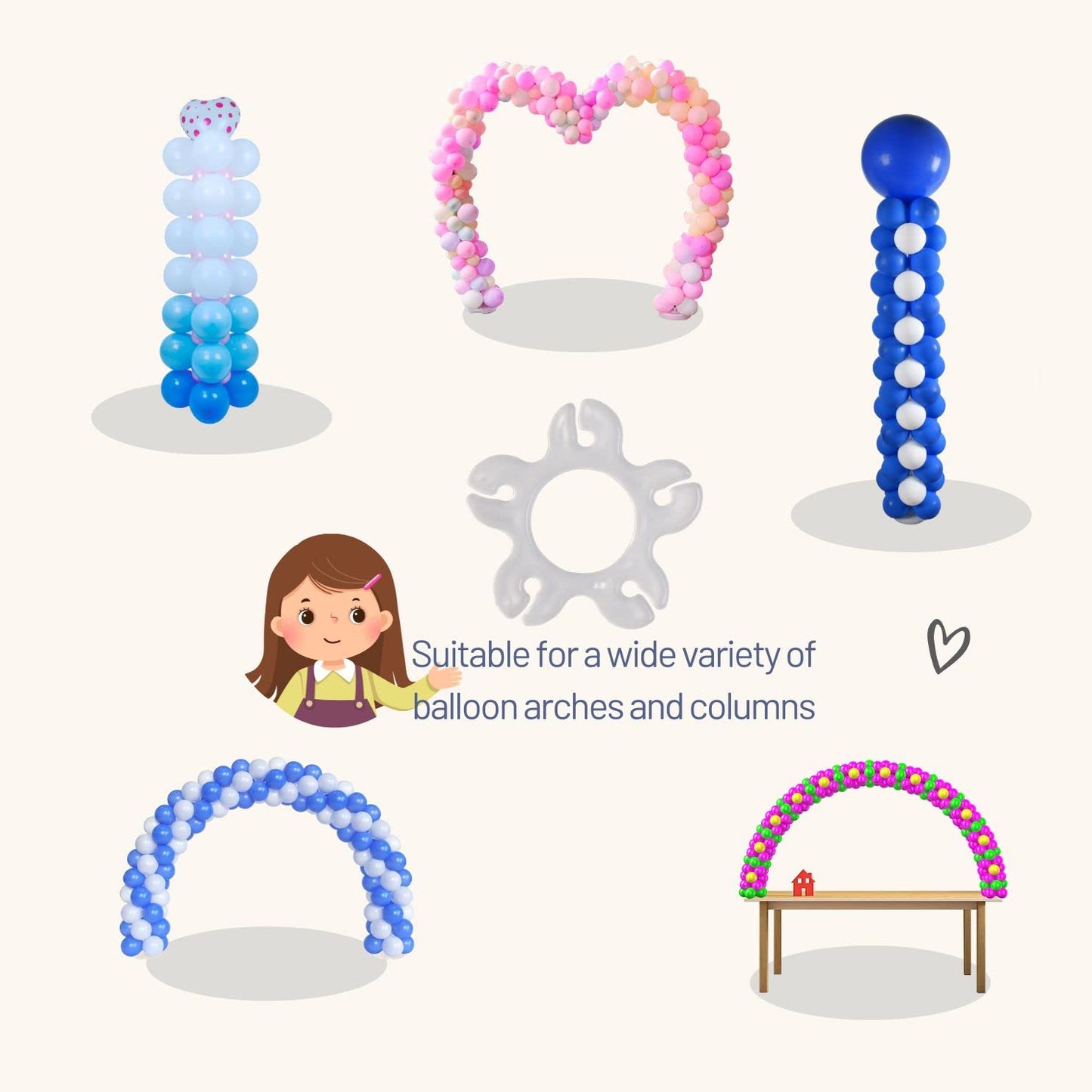 Miliocry Balloon Clips 100 Pcs, Balloon Arch Bracket Buckle, Balloon Connectors Clip Holders For Decor Balloon Flowers Arch Colu