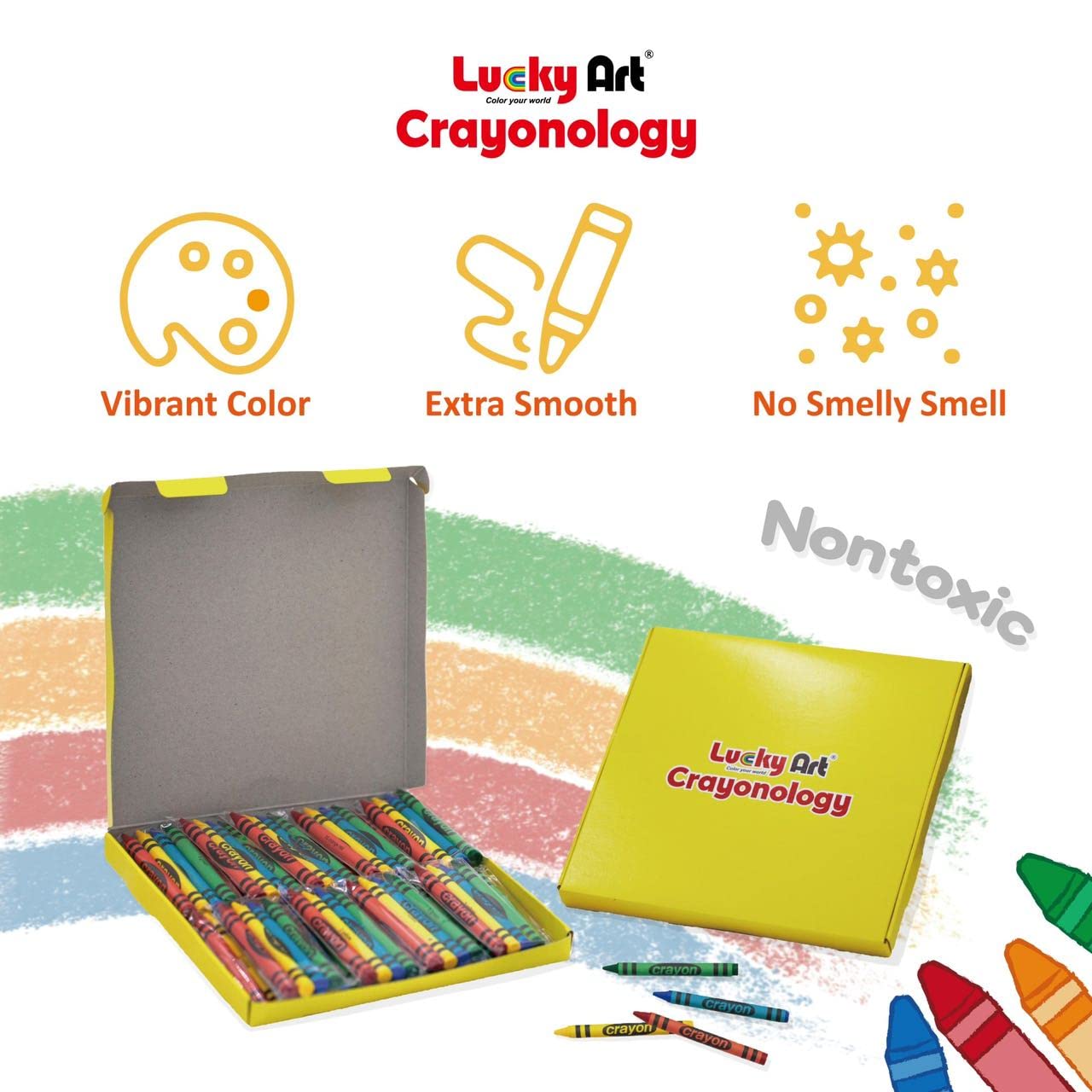 Lucky Art Crayons Bulk 4 Packs Crayon For Kids Non-Toxic Crayon Party Favors (Standard, 400 Sets (1600 Counts))