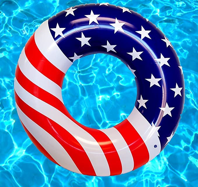 Inflatable Pool Floats - Avocado Pool Raft, Peach Pool Float, Gold Glitter Pool Float (Usa Flag)