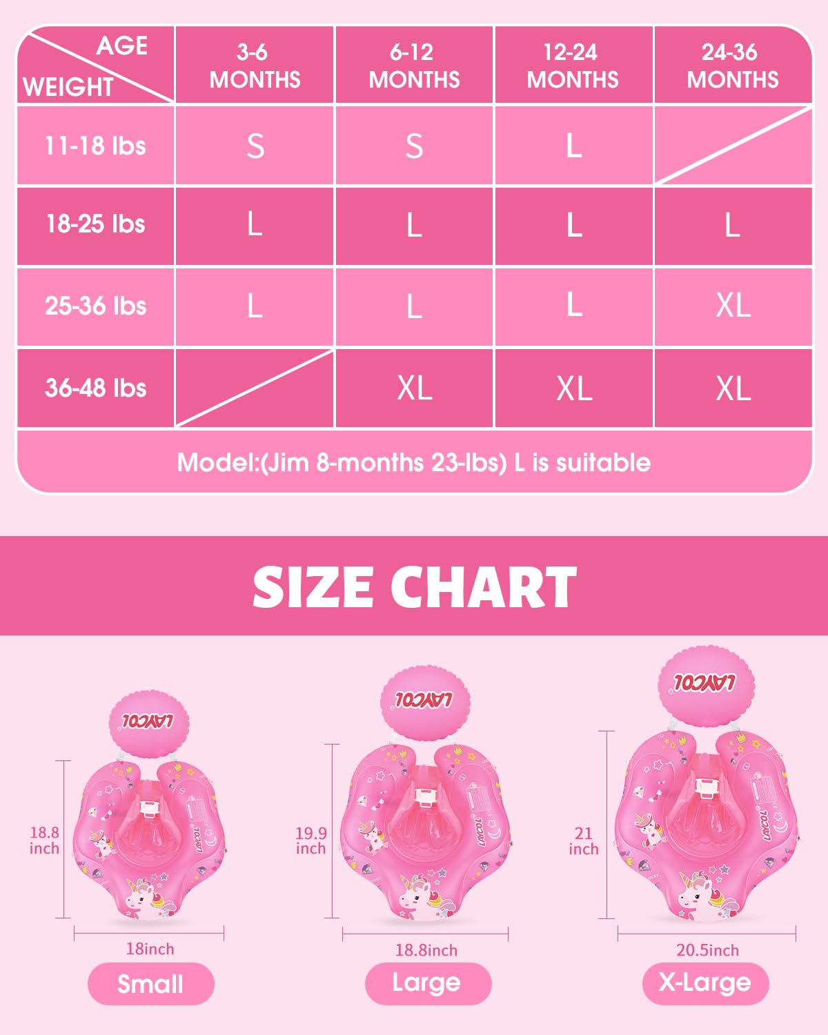 Laycol Baby Swimming Float Inflatable Baby Pool Float Ring With Sun Protection Canopy,Add Tail No Flip Over For Age Of 3-36 Months (Unicorn, Large)