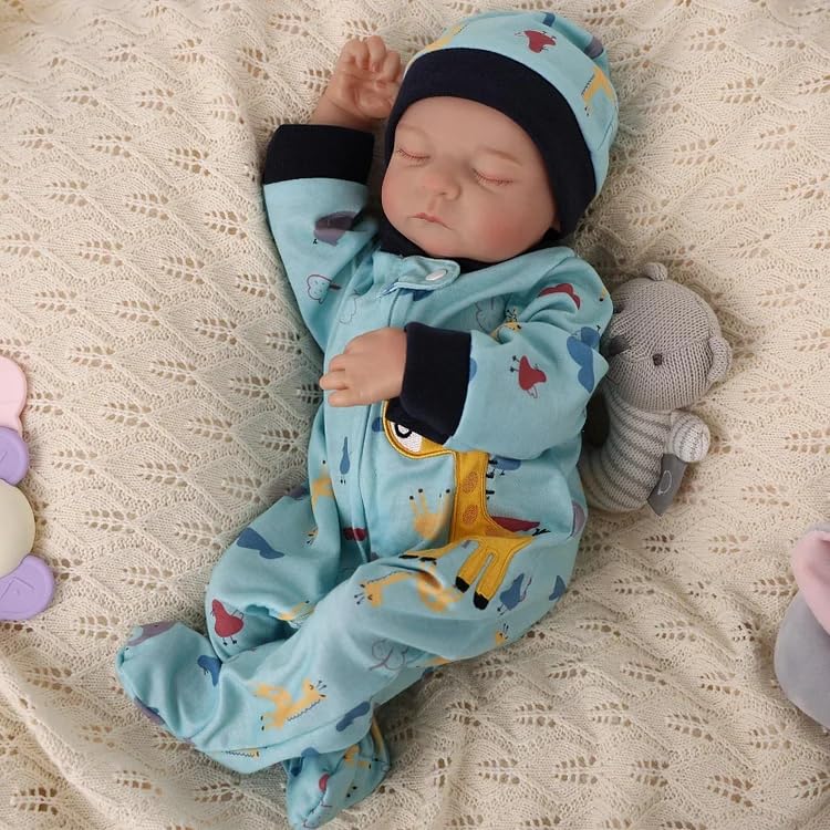 Babeside 2 Pcs Reborn Baby Doll Clothes With Hat For 17-22 Inch Dolls, Giraffe Baby Dolls Outfit Accessories Set Boys Baby Cloth