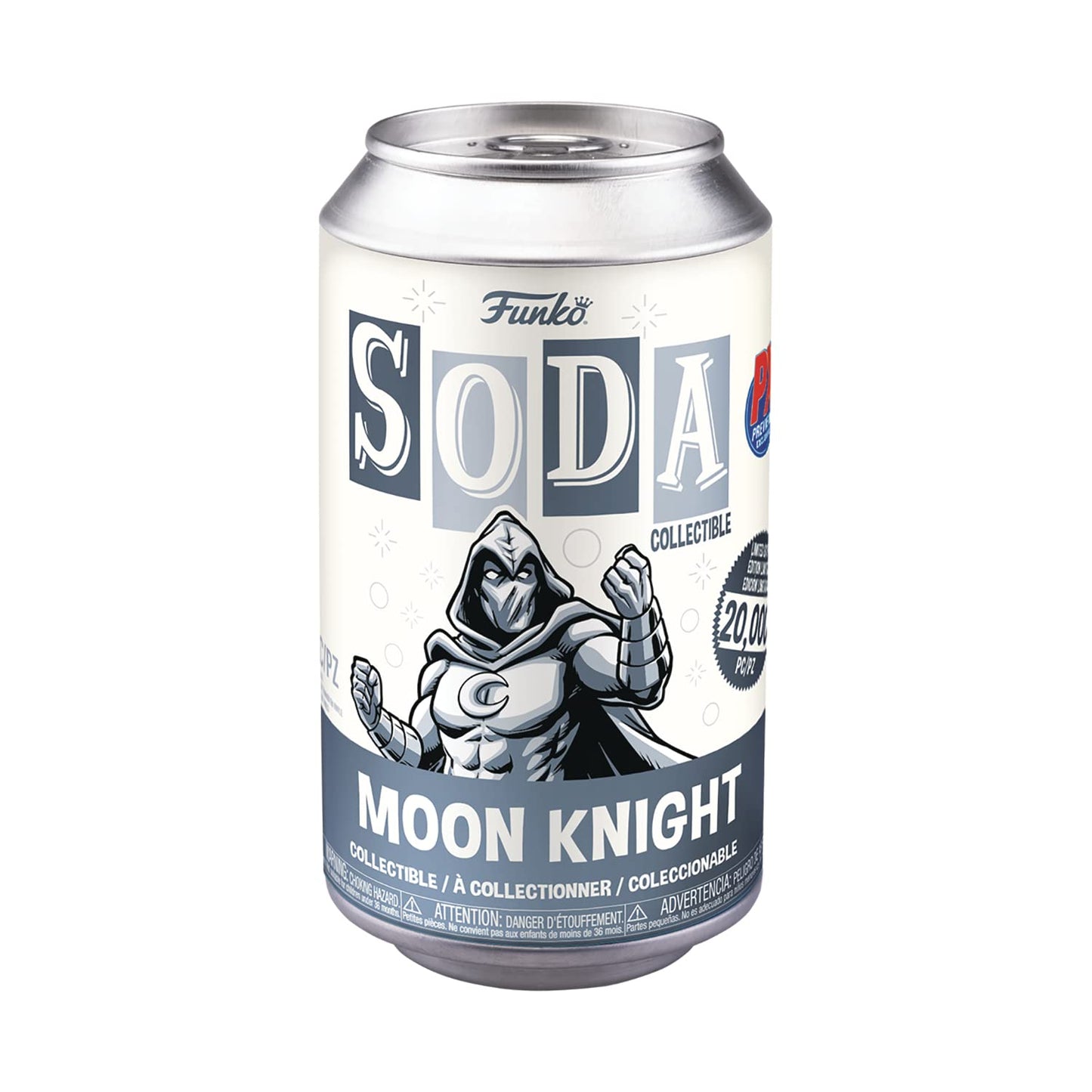 Funko Vinyl Soda: Marvel Moon Knight Glow in The Dark PX Figure, 4.25 Inch, White, Model 66373