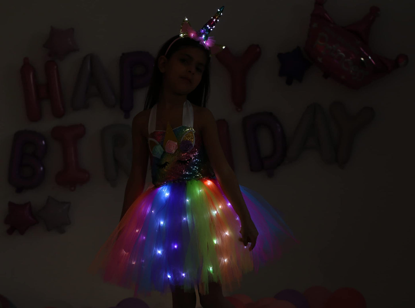 Davsolly Unicorn Costume For Girls Led Light Up Unicorn Princess Tutu Outfit For Halloween Dress Up Birthday Christmas Gifts