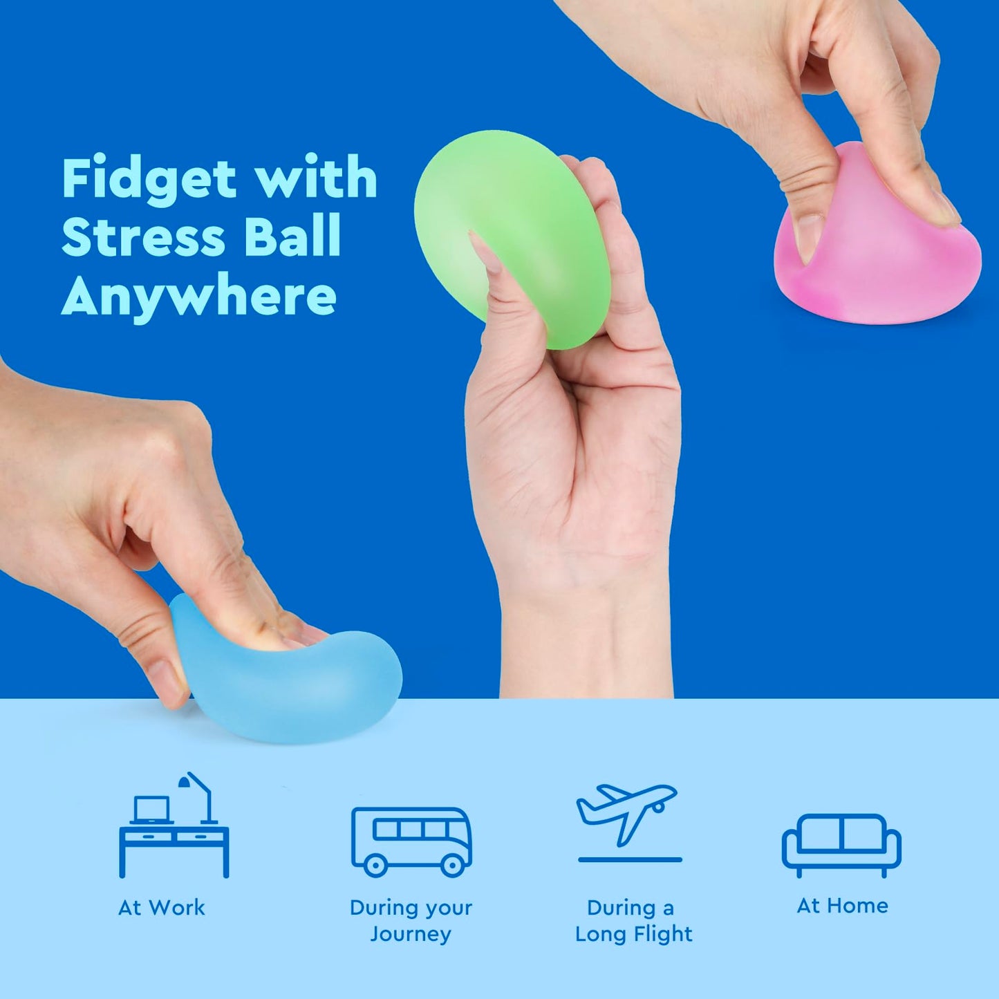 Dyrdm Stress Balls 3-Pack, Easter Basket Stuffers & Fidget Gifts, High Density And Ultra-Soft Memory Gel Filled, Squishy Fidget Toy, Squeeze Balls Sensory For Anxiety Stress Relief