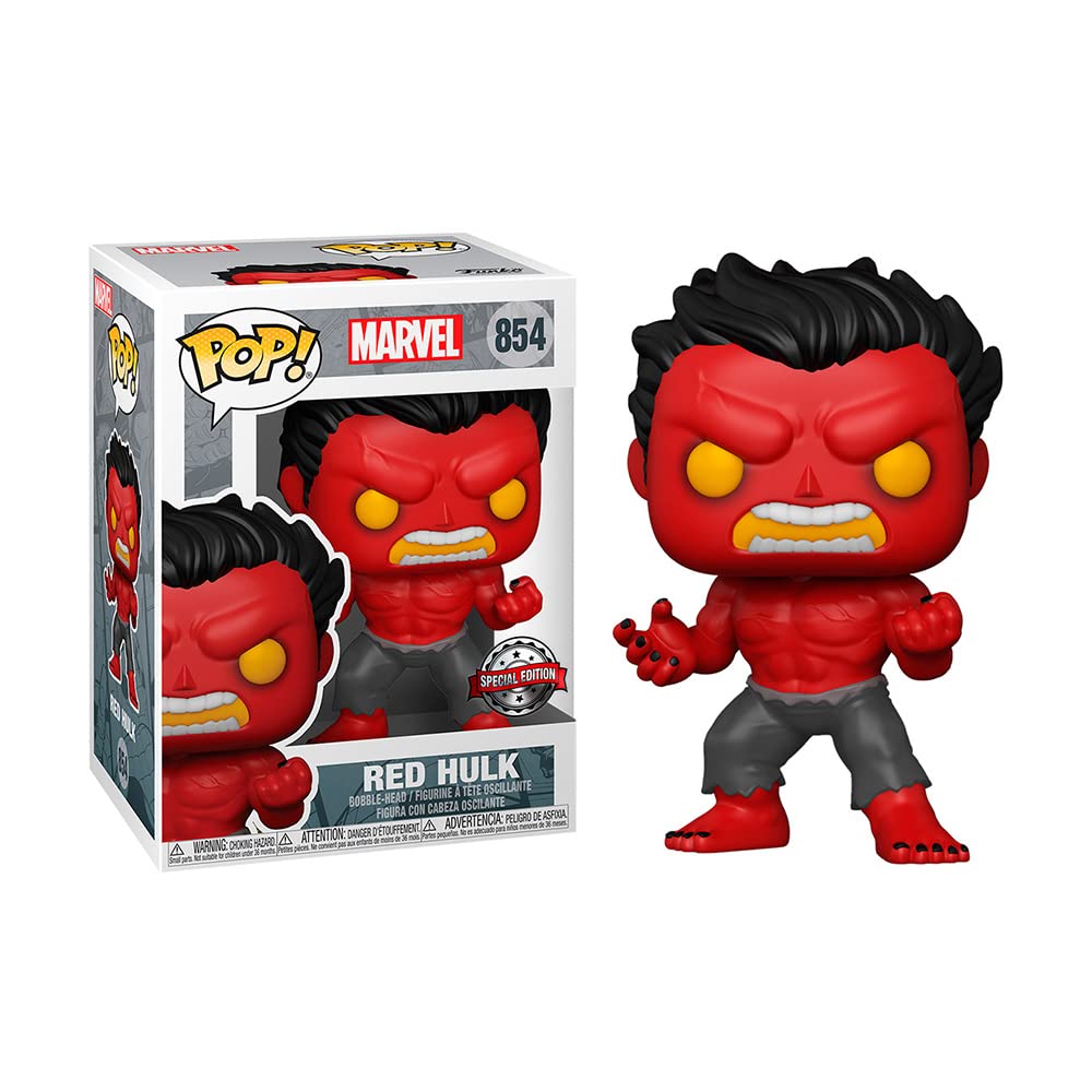 Funko Pop! Marvel Red Hulk Figure - Hot Topic Exclusive, Multicolor, Model 143776, Common - No Chase