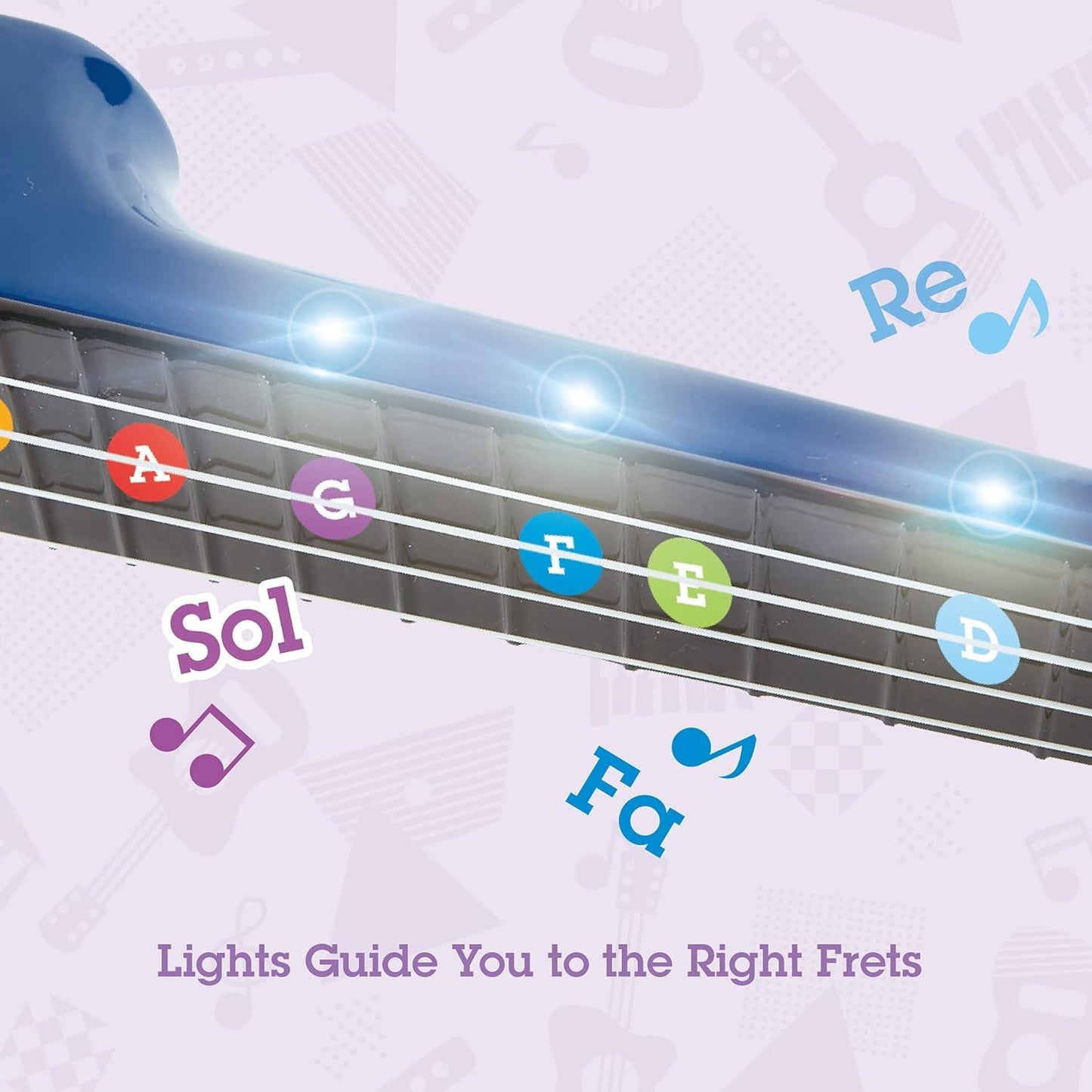 Hape Learn With Lights Electronic Ukulele Blue | Leaning And Band Mode | Musical Instrument