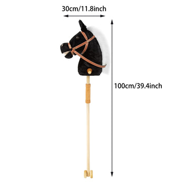 Stick Hobby Horse Riding Toy, Plush Stick Horse For Toddlers Ages 3+, Horses Ride On Toy Fun Pretend Play With Wooden Wheels And