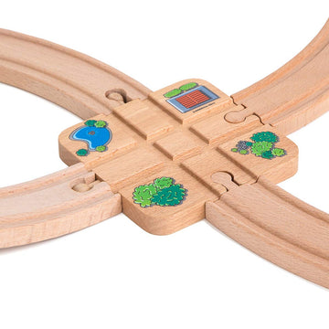Orbrium Toys Cross Track for Wooden Railway Fits Thomas Brio Melissa & Doug Imaginarium