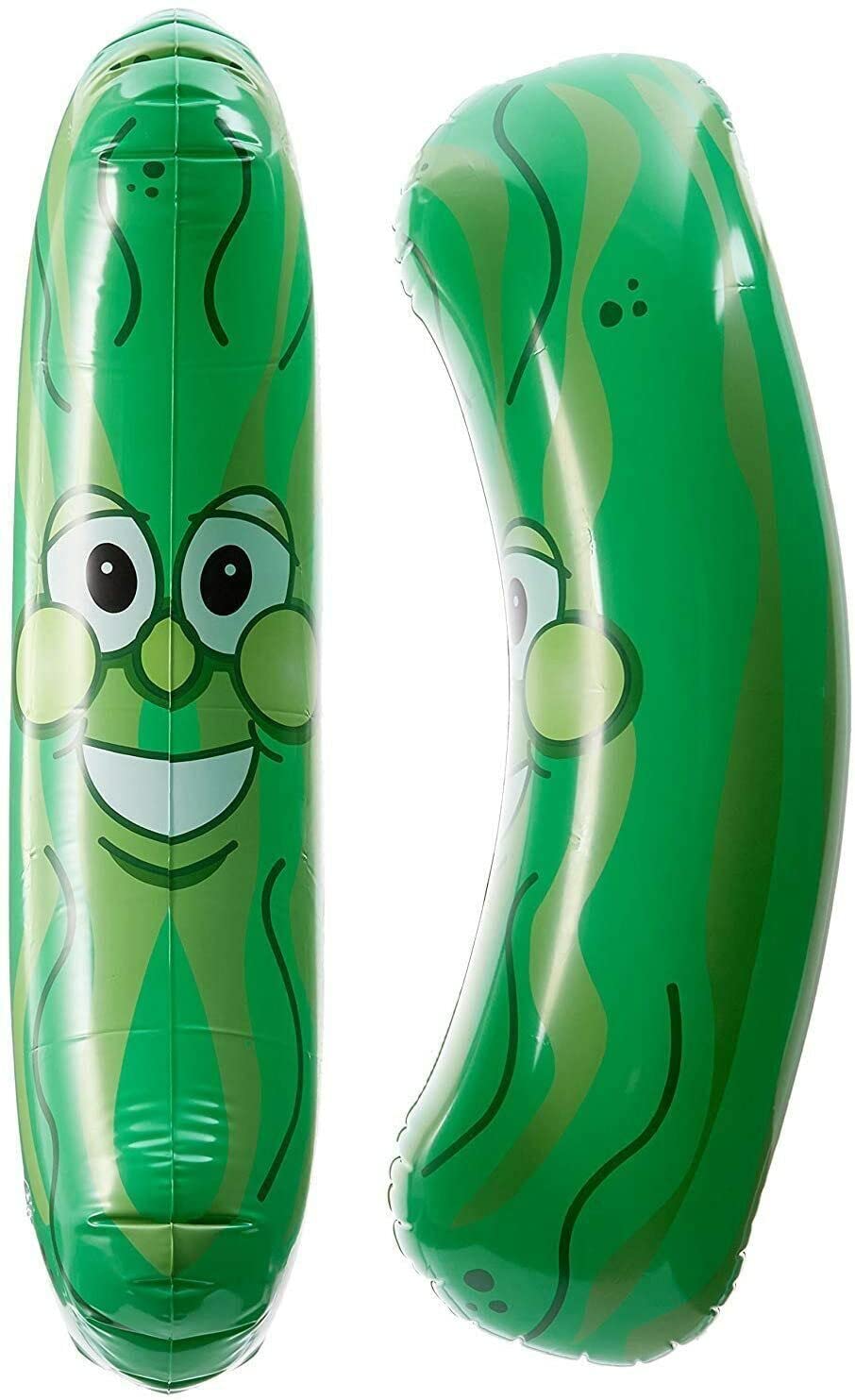 Zugar Land Giant Jumbo 36" Green Inflatable Smiling Pickle Head, Vinyl Beach Pool Float, 2 Pack
