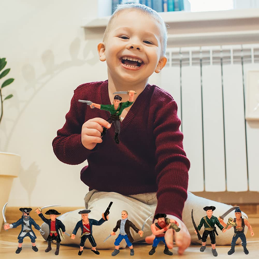 Artcreativity Pirate Action Figure Playset, Set Of 8 Legendary Plastic Figures In Assorted Poses, Cool Pirate Toy Set For Kids,