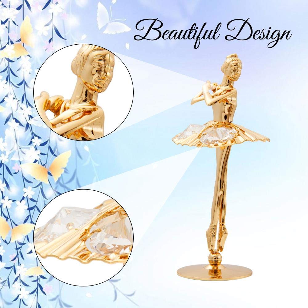 Matashi 24K Gold Plated Ballerina Figurine With Arms Crossed - Crystal Studded Tabletop Decoration - Perfect Valentine'S Day Gift For Her, Mom, Wife, Girlfriend, Birthday, Mother'S Day, Anniversary