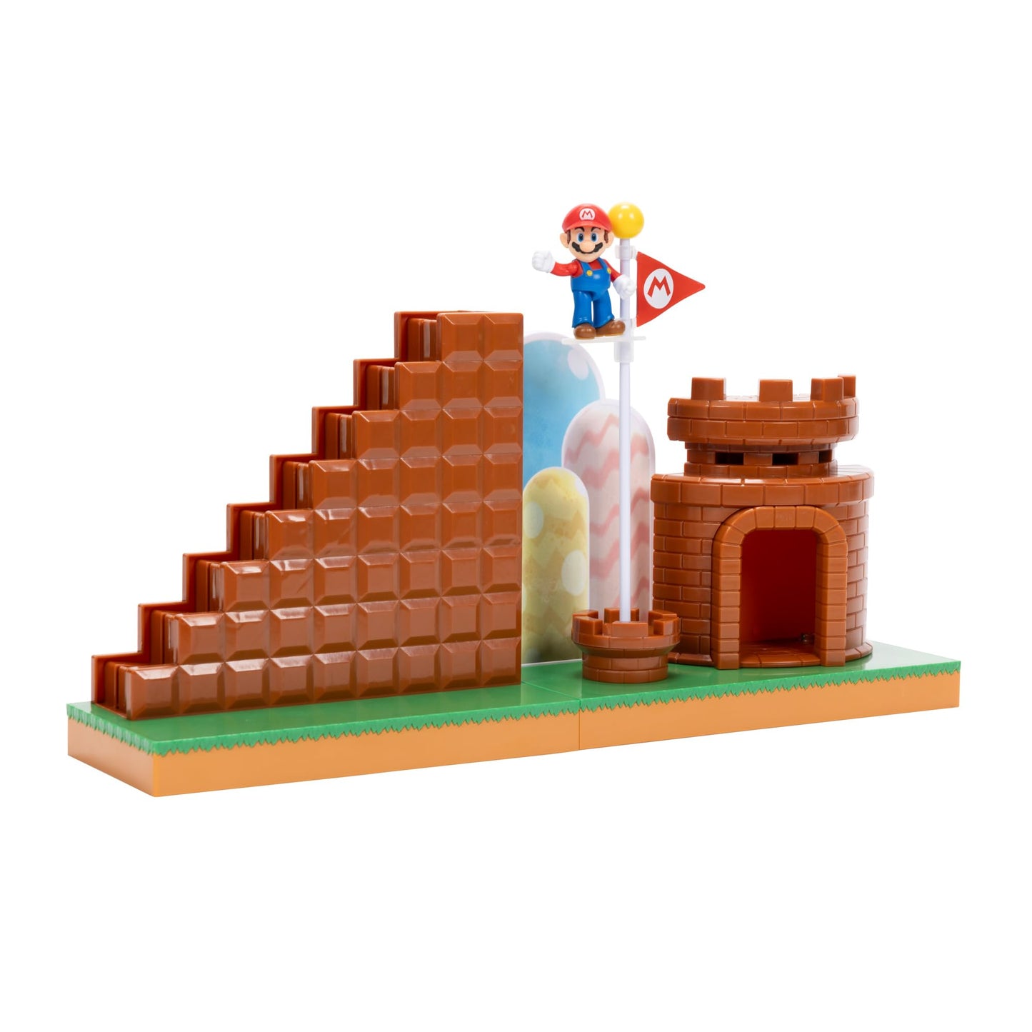 Super Mario Nintendo 2.5' Action Figures Course Complete Playset With Mario Figure, Interactive Stairs, Flagpole, Castle, And Base Platform