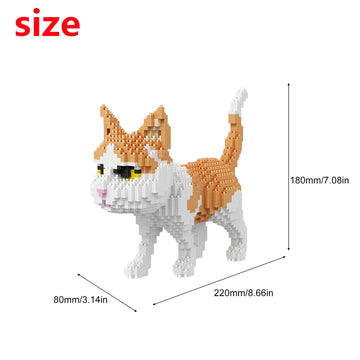 Larcele Mini Building Blocks Animal Set, Diy Micro 3D Building Toy Bricks,1390 Pieces Kljm-05(Orange And White Cat)