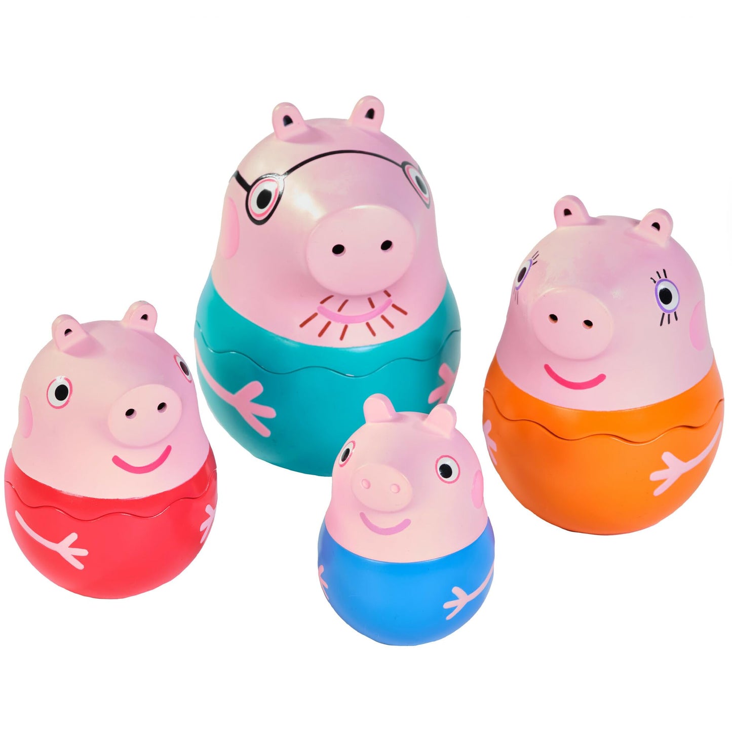 Tomy Toomies Peppa Pig Nesting Family - Includes Peppa Pig, Mummy Pig, Daddy Pig And Rattling George - Sorting And Pouring Toddler Bath Toys - Toddler Water Toys For Bath - Ages 18 Months And Up