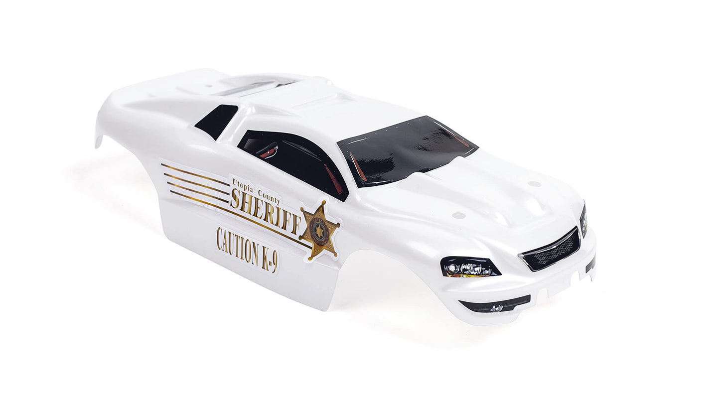 SummitLink Custom Body Police White Style Compatible for e-Revo Mini 1/16 Scale RC Car or Truck (Truck not Included) ERMN-PW-01