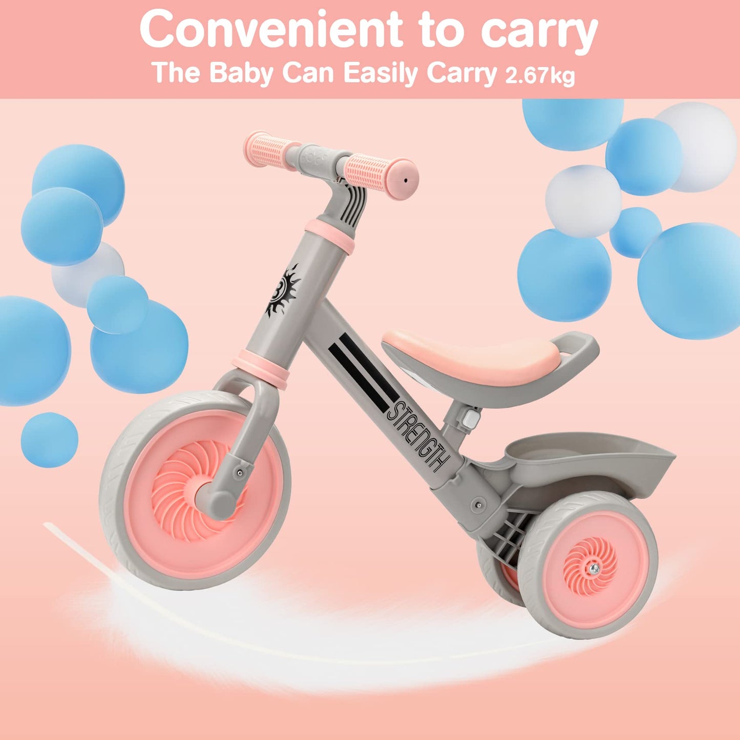 Bakeling Balance Bike - Toddler Bike,Pink Tricycles For 2-4 Year Olds,Baby Balance Bike,Toddler Balance Bike,Kids Balance Bike,Baby Bike,Ride On Toys For 2-4 Year Old,Kids Bikes,Toddler Toy For Gift