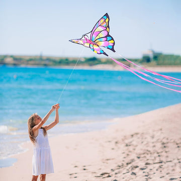 Simxkai Butterfly Kite For Kids & Adults, Easy To Fly Big Kite For Beginners Pink