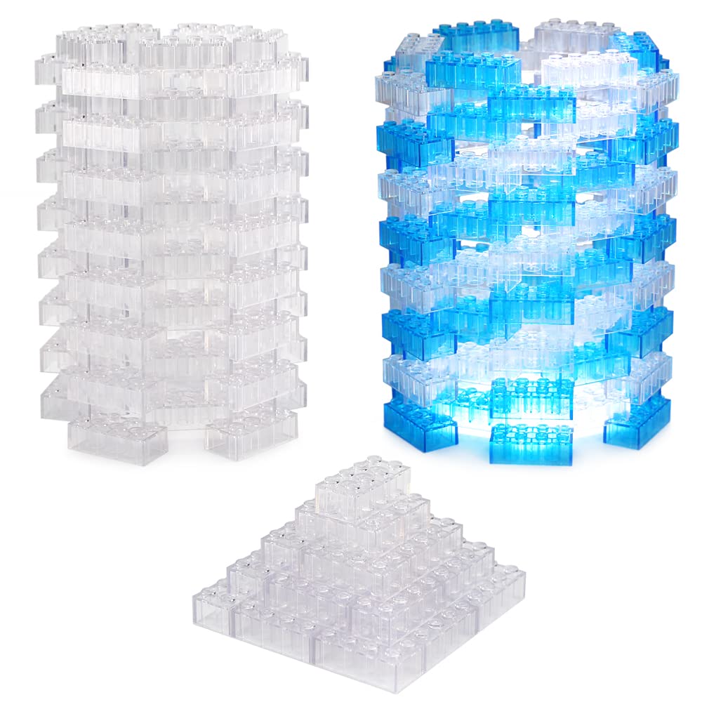 Feleph 2X4 Bricks X320 Pieces Transparent Clear Parts Classic Building Kit Creative Play Set Blocks Toy Basic Accessories Compatible With 3001 Major Brands (Trans-Clear)