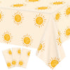 Oigco 3Pcs Boho Sun Birthday Party Tablecloths First Trip Around The Sun Party Decorations Disposable Plastic Table Covers Boho