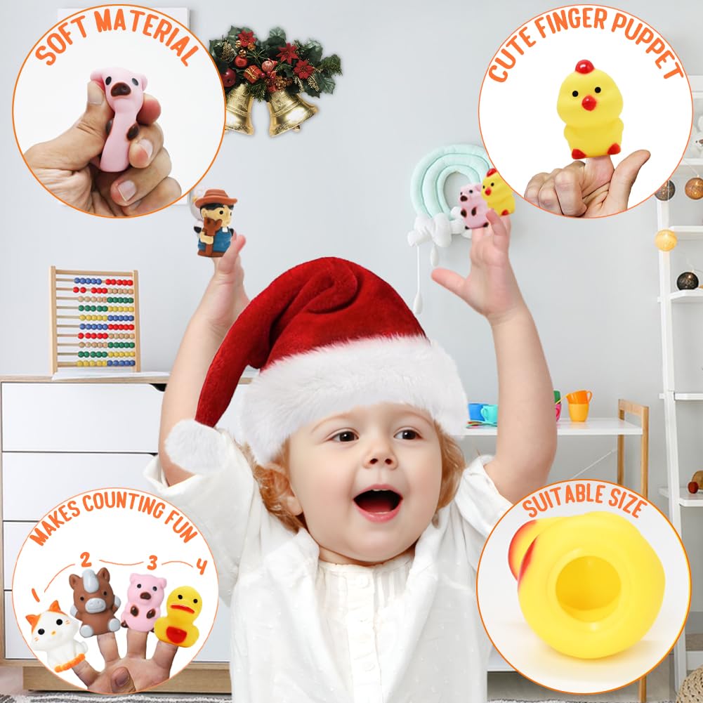 Big Red Barn Toy Farm Animal Finger Puppets For 1-3 Years Old, Pretend Farm Playset With Barn & Farmer, Preschool Montessori Learning Toys, Christmas Birthday Gift For Toddlers Boys Girls