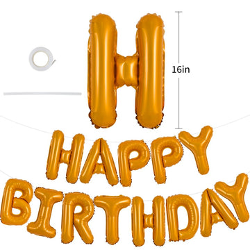 Toniful Light Orange Happy Birthday Balloons Banner 16 Inch Mylar Foil Letters Birthday Sign Banner Bunting Reusable For Girls B