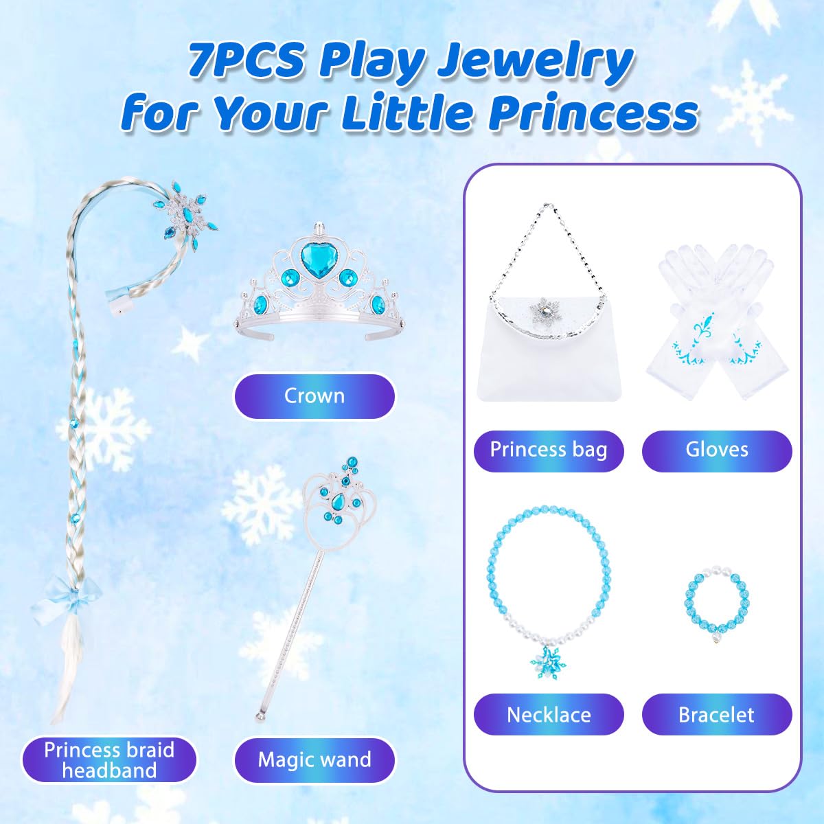 Meland Princess Dress Up For Girls - Light Up Princess Costume For Girls 3-10 Year Old, Gift For 3,4,5,6,7,8,9,10 Year Old(3-4 Years)