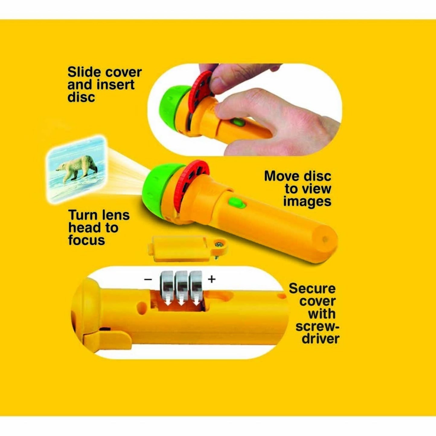 Brainstorm Toys Animal Flashlight and Projector, Multicoloured, 11 x 3.5 cm, Plastic, Model E2012