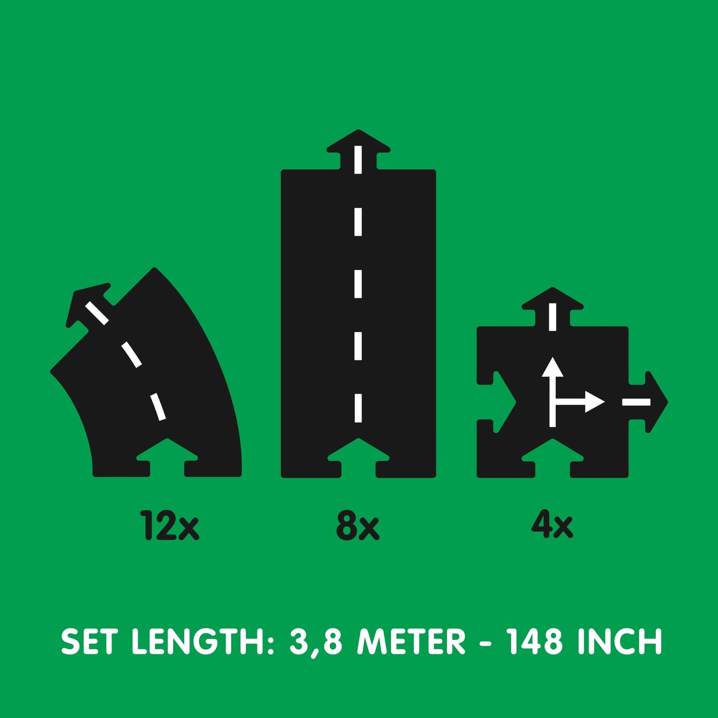 Waytoplay Highway, 24 Piece Circuit For Toy Cars - Flexible, Indestructible, And Waterproof - Modular Car Tracks - Made In The Netherlands