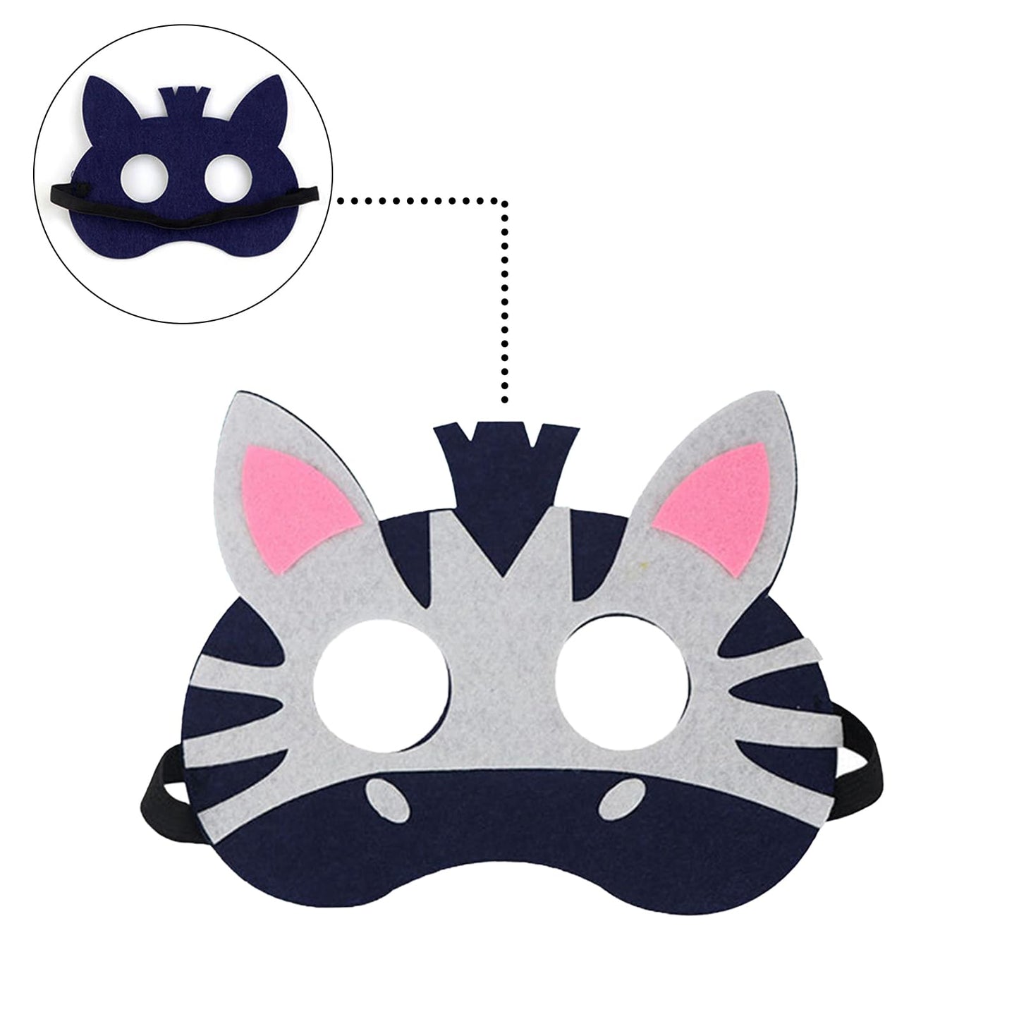 Jtnohx Felt Animal Masks, 10 Pcs Halloween Mask, Animal Costume For Birthday Party Supplies (Zebra Mask)