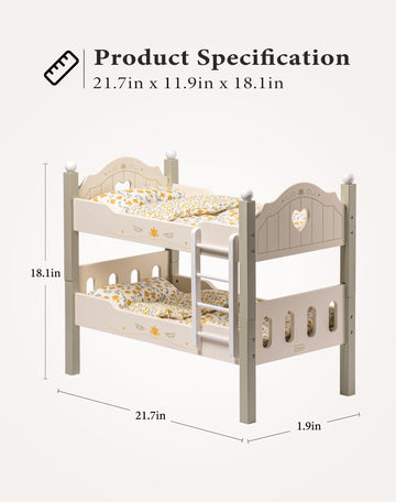 Robud Baby Doll Crib, Wooden Baby Doll Beds For 20 Inch Dolls, Green Baby Doll Bunk Beds With Tulle, American Girl Doll Bed For