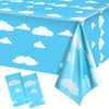 Tatuo Blue Sky White Clouds Birthday Party Supplies Cartoon Story Tablecloth Party Table Cover Cartoon Table Banner For Baby Kids Shower Birthday Decorations, 54 X 108 Inch(2 Pieces)
