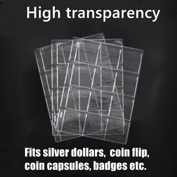 12-Pocket Coin Pages For Collectors, Standard 9-Hole Coin Collection Pages, 10 Sheets Coin Sleeves, Coin Collecting Supplies (12