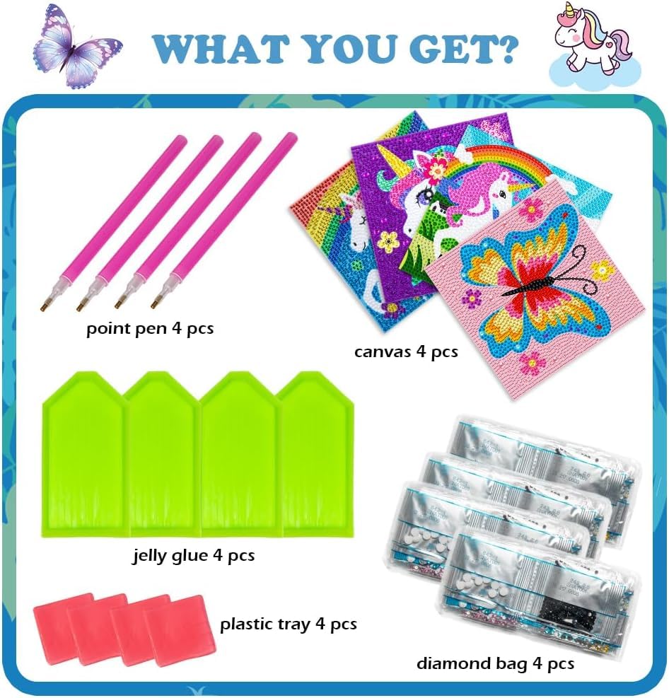 Qeuoyss 5D Diamond Art Kits For Kids Beginners Easy Kits Arts And Crafts For Kids Ages 8-12 Diamond Art Craft Set For Home Wall