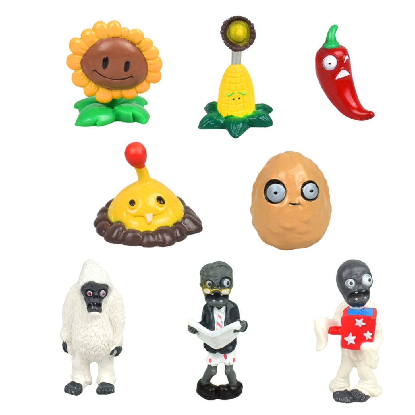 JHESAO 16PCS PVZ Toys Set - Plush PVC Figures, Multicolor, Great Gifts for Kids, Model 16PVZ-1, Perfect for Birthdays and Parties