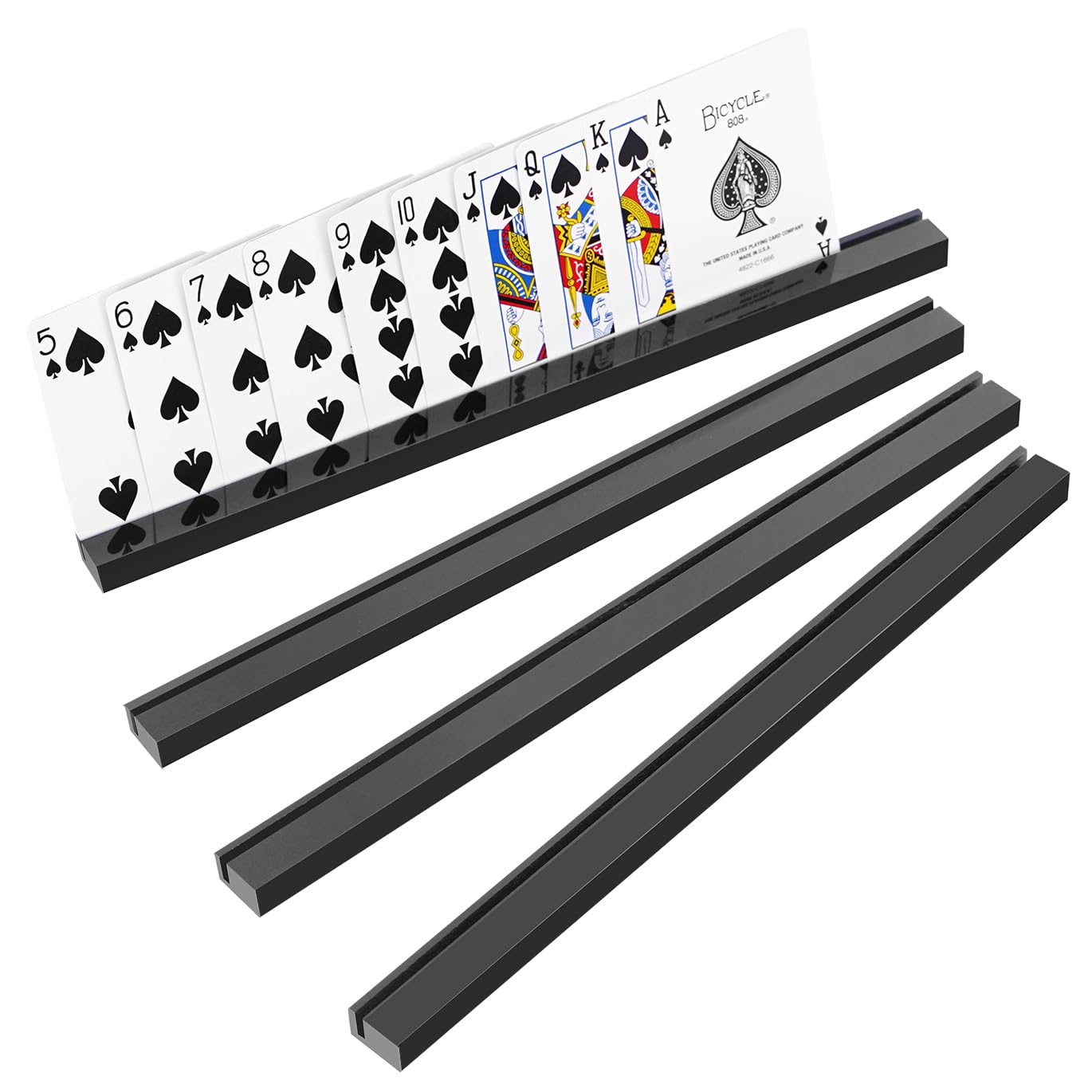 Playing Card Holders 13.4 Inches Black Acrylic Solid Card Holder For Playing Card Games (4 Pcs., Black)