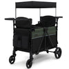Delta Children - Jeep Wrangler Deluxe 4 Seater Stroller Wagon - enhanced Quad Stroller Wagon for 4 Kids with Convertible Seats Adjustable Push/Pull Handles Removable Canopy & Flat Fold Black/Green