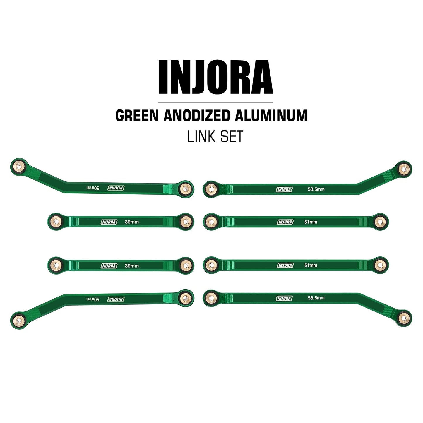 INJORA High Clearance Front 4 Links Set for SCX24 JLU AXI00002 Chevrolet C10 AXI00001 Axial 1/24 RC Crawler Car, 8PCS (Green)